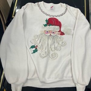 Jerzees White Santa Crewneck Sweater